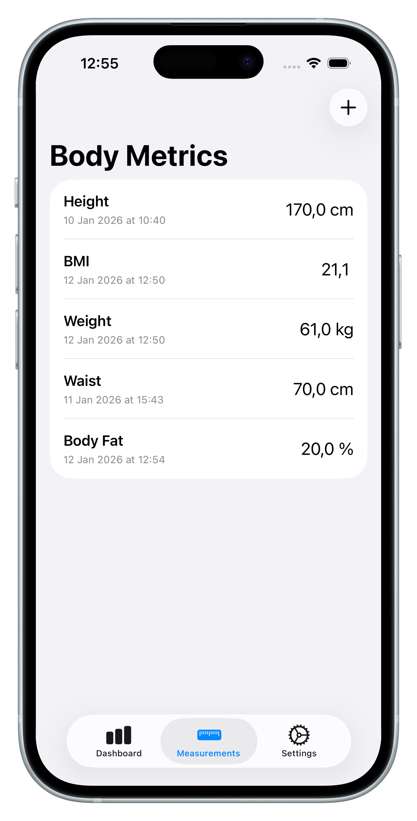 BodyMetrics Measurements